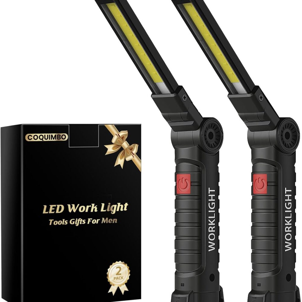 Coquimbo 2 Pack Rechargeable Work Light, Christmas Dad Gifts for Men Him
