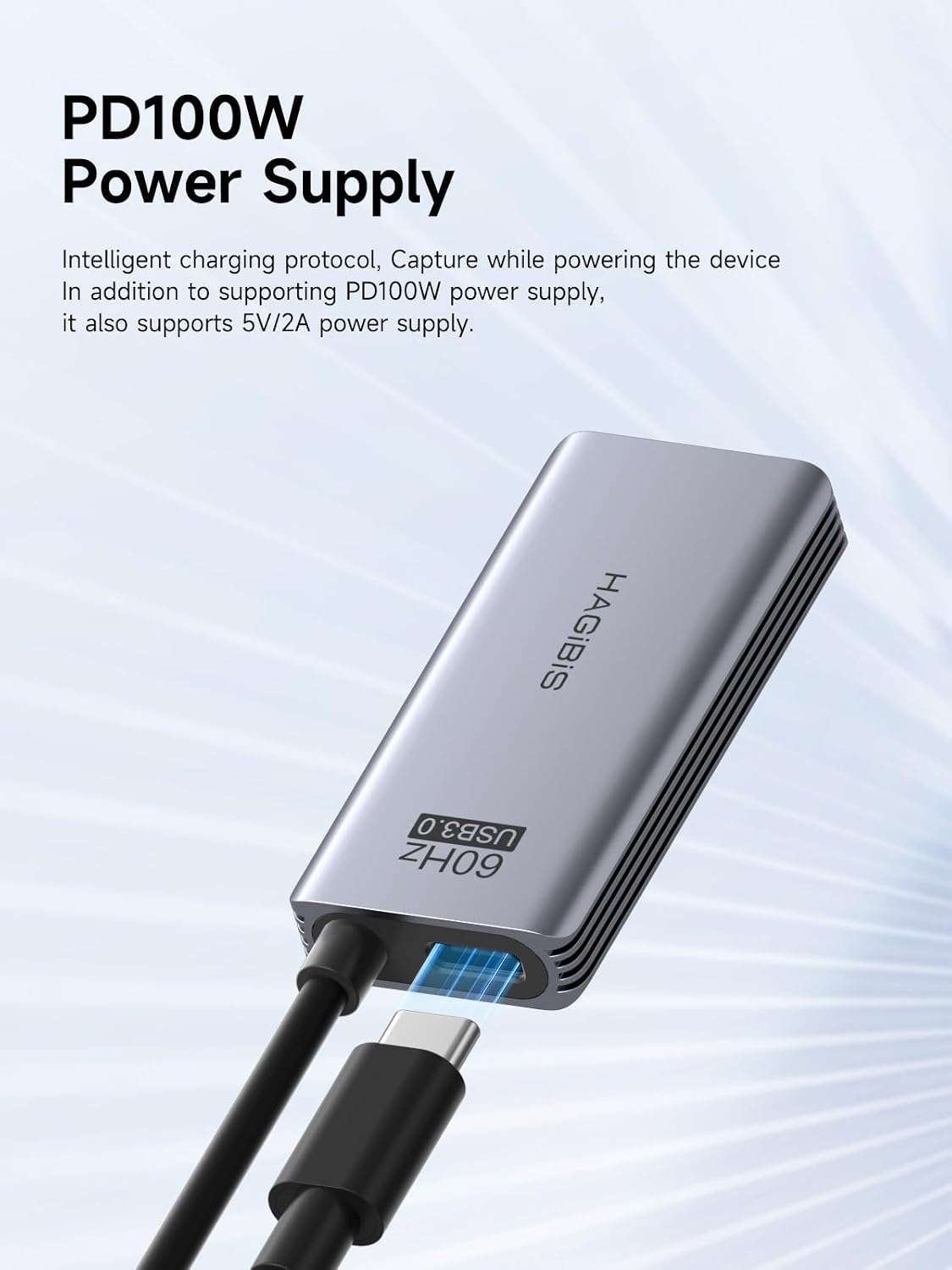 Hagibis USB3.0 Video Capture Card with 100W PD HDMI to USB/USB C 1080P HD 60fps Live and Record Video Audio Game MS2130 for Quest 3 2 Pro VR Switch2 PS4/5 Live Broadcast, Gaming, Streaming (UHC07P) - Image 6