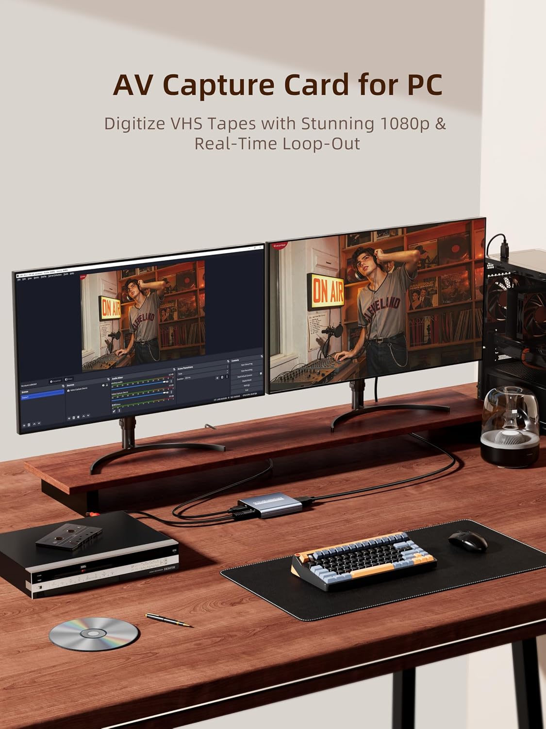VHS to Digital Capture Card – USB Video Capture Card with HDMI Loop Out, RCA AV to USB for VCR/DVD/Hi8/PS2/Wii, 1080P 30fps Analog to Digital Converter, Effortless Record & Preview Old Videos on TV/PC - Image 2